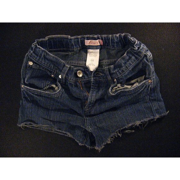 LEVIS CUTOFF JEAN SHORTS Kids 10 1/2 Blue Denim ADJUSTABLE W 23-26 MEASURED - Picture 1 of 9